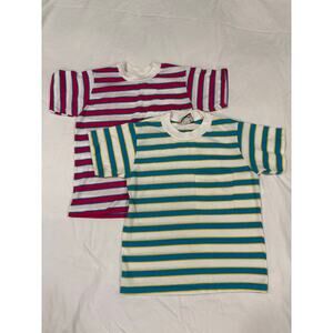 2 Vintage Striped Silver Unicorn Brand Tee Shirts kids size medium 10-12